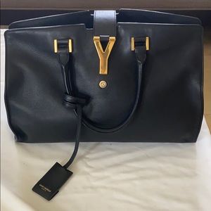 Saint Laurent Large Black Leather Y Cabas Bag